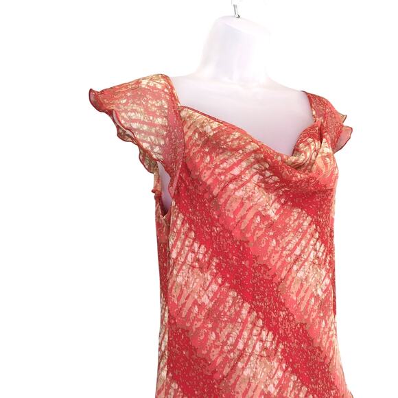 Vtg Jonathan Martin Studio Size 10 Drop Waist Chiffon Dress, Flutter Cap Sleeves - Picture 2 of 6